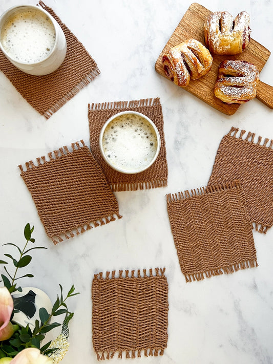 Flax & Twine Callie Linen Coasters Kit -Fawn