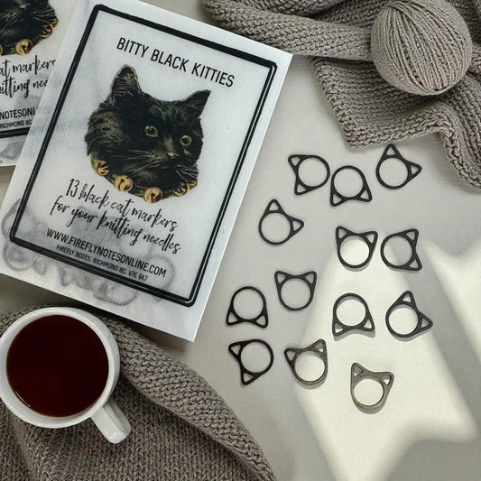Firefly Notes Bitty Black Kitties Stitch Marker Pack