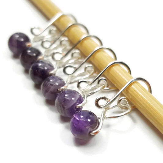 Twice Sheared Sheep Amethyst Removable Stitch Markers for Knitting or Crochet