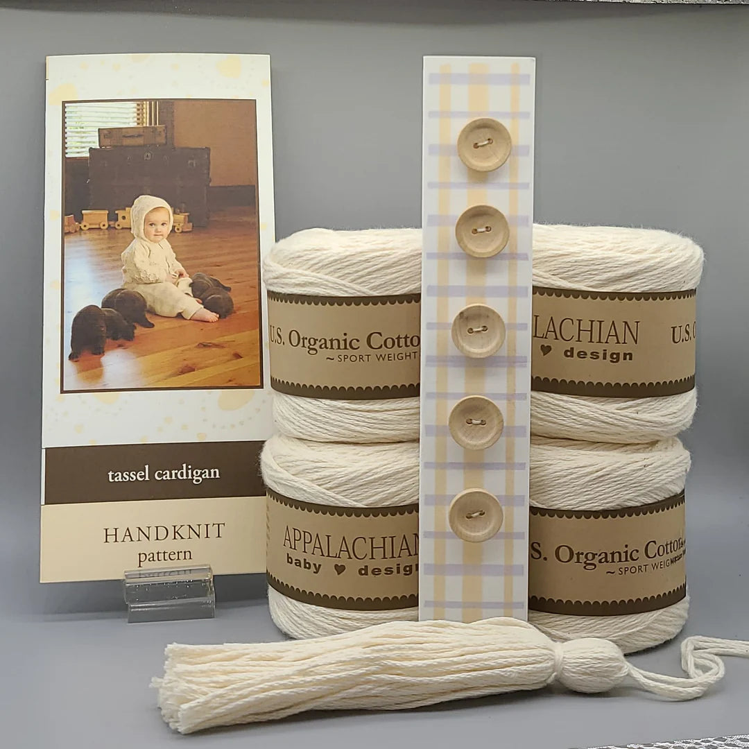 Appalachian Baby Tassel Organic Cotton Baby Cardigan Kit